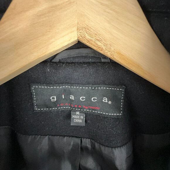 Giacca Gallery Wool Coat Button Down 3/4 Sleeves Womens Black Size Medium - Picture 5 of 11